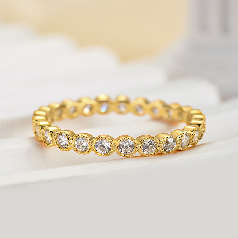 Vintage Pave Wedding Band In Sterling Silver