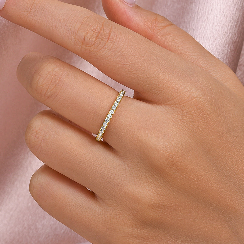 Ahabobo Moissanite 0.5 Ct Full Eternity Thin Wedding Band For Women
