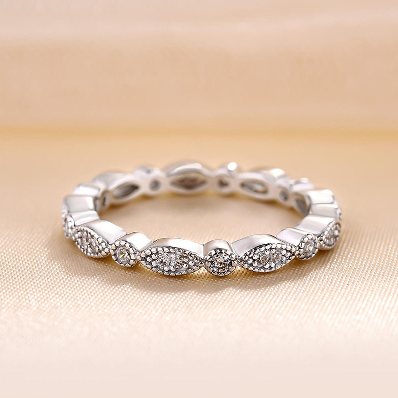 Women's Full Eternity 4PC Stackable Band Set In Sterling Silver