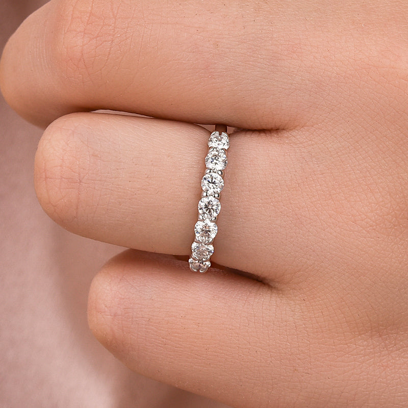 Moissanite Round Cut Wedding Band