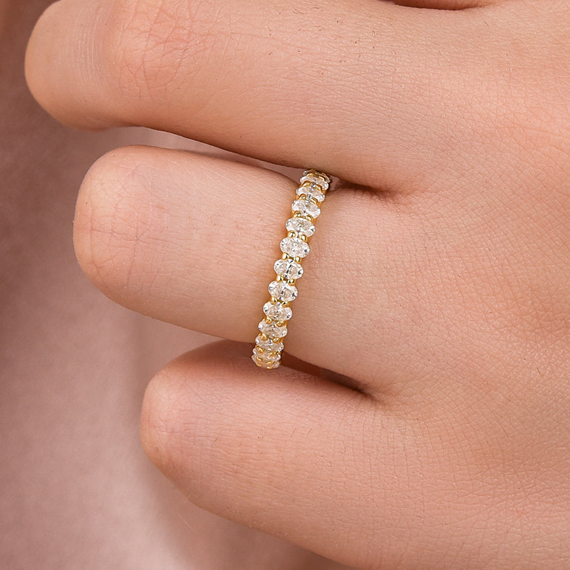 Ahabobo Moissanite 3.0 Ct Oval Cut Full Wedding Band for Women