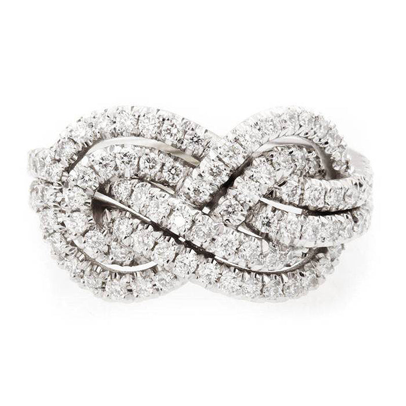 Gorgeous Pave Infinity Knot Design Wedding Band for Women In Sterling Silver