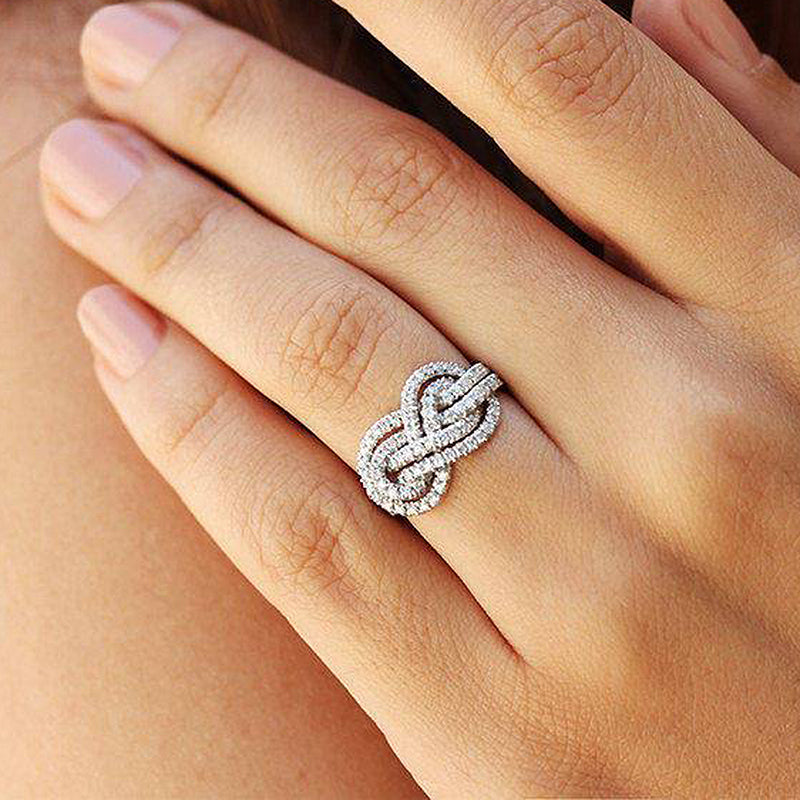 Gorgeous Pave Infinity Knot Design Wedding Band for Women In Sterling Silver