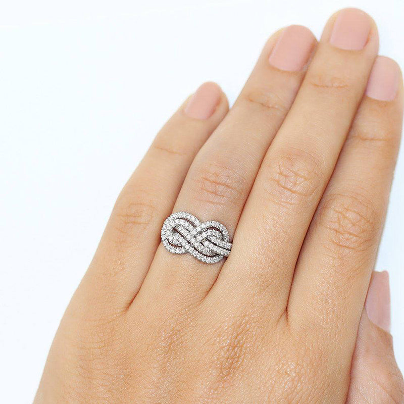 Gorgeous Pave Infinity Knot Design Wedding Band for Women In Sterling Silver