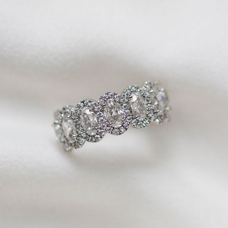 Excellent Oval Cut 4PC Wedding Band Set