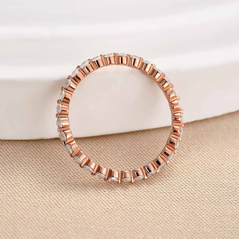 Classic Round Cut Full Eternity Wedding Band In Sterling Silver