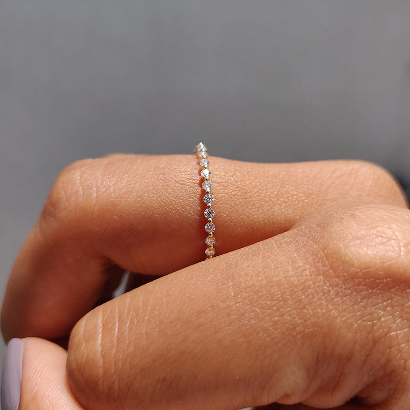 Classic Round Cut Full Eternity Wedding Band In Sterling Silver