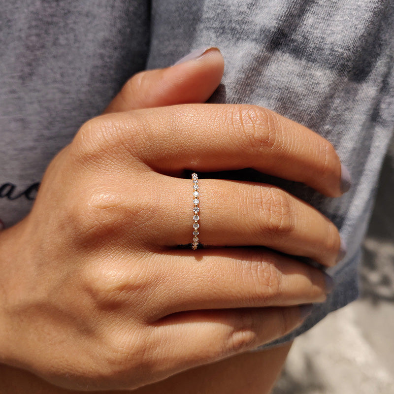 Classic Round Cut Full Eternity Wedding Band In Sterling Silver