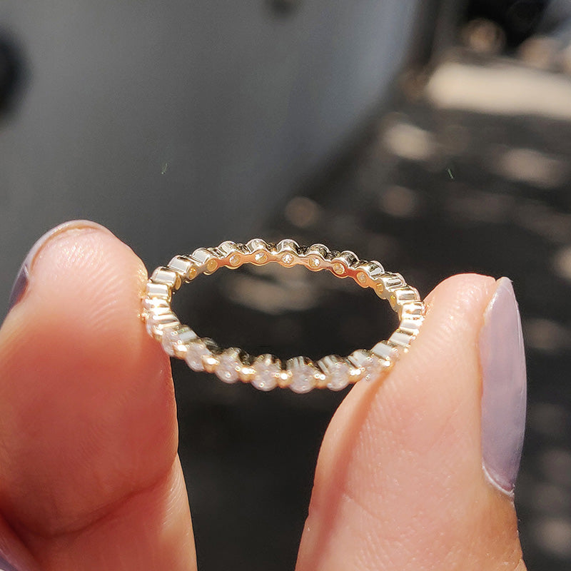 Classic Round Cut Full Eternity Wedding Band In Sterling Silver