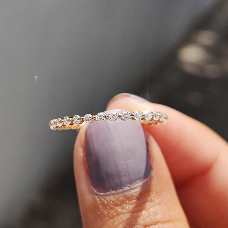 Classic Round Cut Full Eternity Wedding Band In Sterling Silver