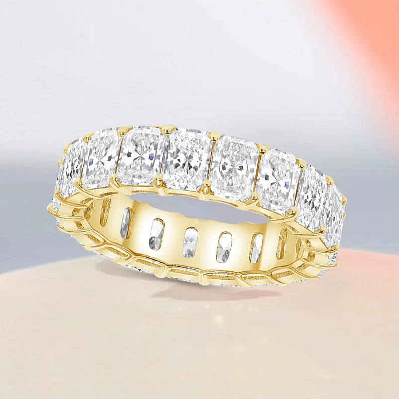Elegant Radiant Cut Women's Wedding Band In Sterling Silver