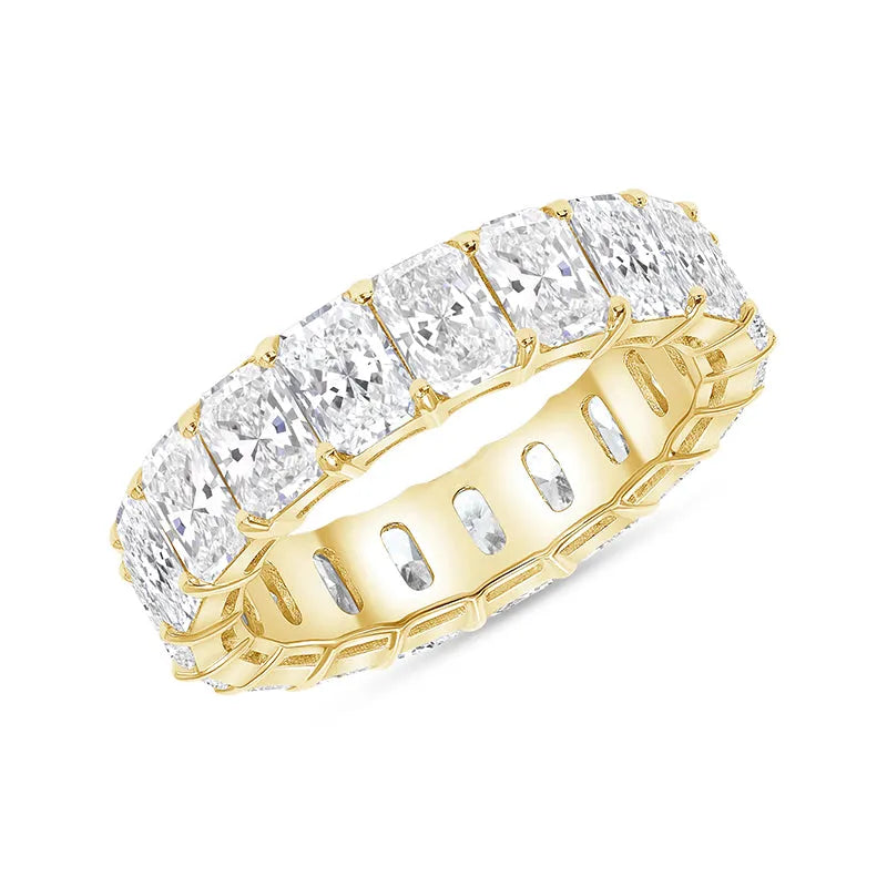 Elegant Radiant Cut Women's Wedding Band In Sterling Silver