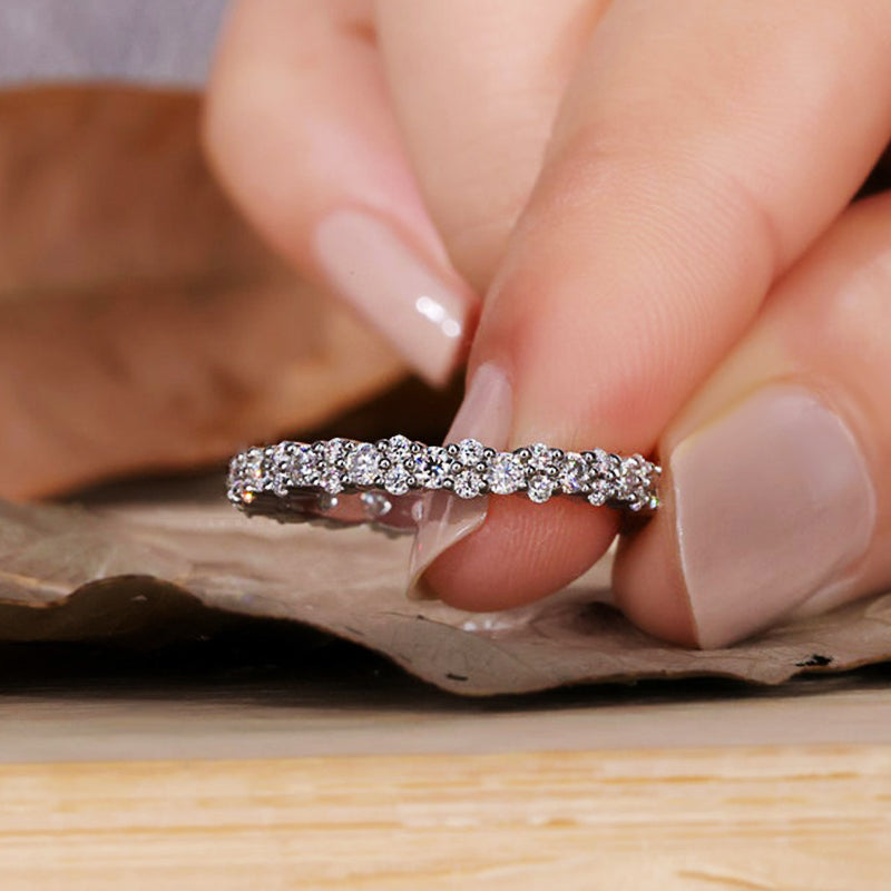 Elegant Round Cut Full Wedding Band for Women In Sterling Silver