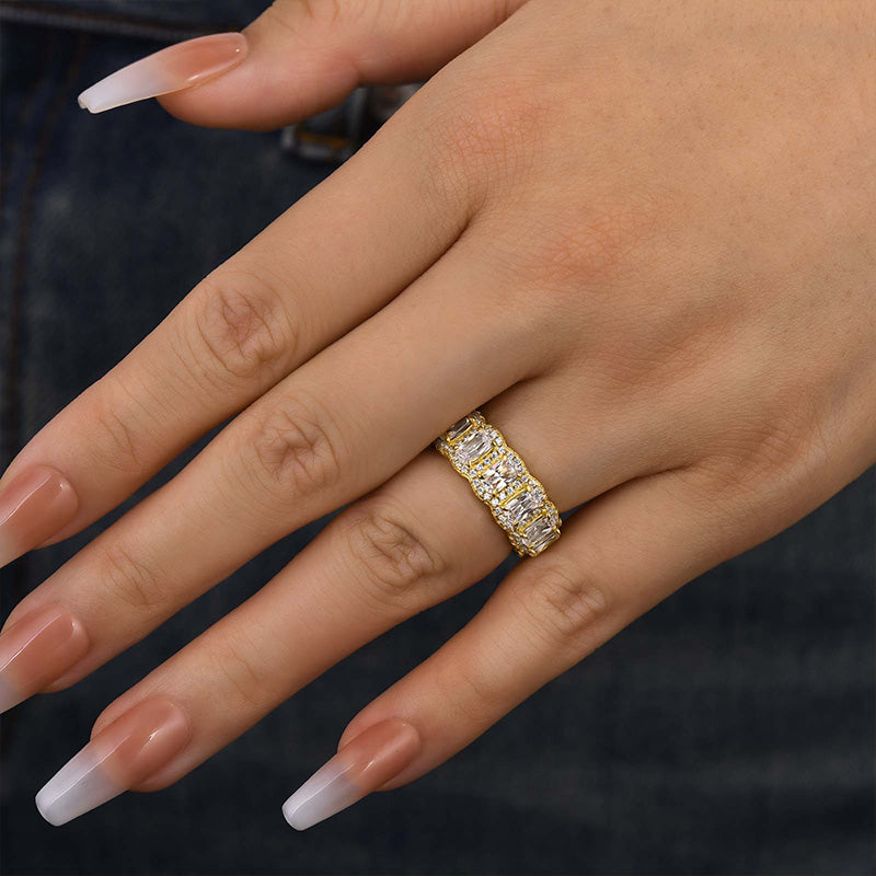 Luxurious Halo Cushion Cut Wide Wedding Band For Women In Sterling Silver