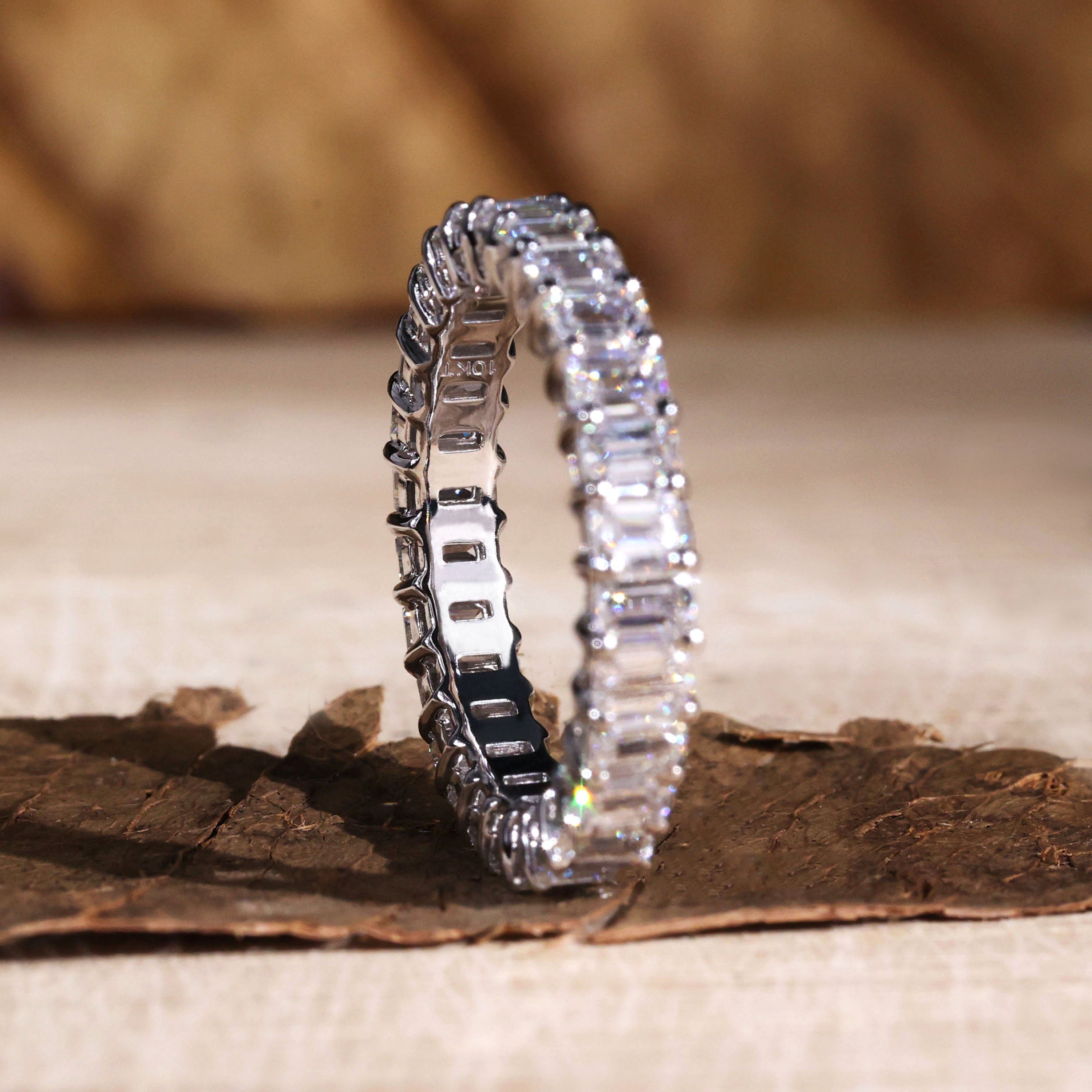 Classic Emerald Cut Sona Simulated Diamonds Women's Wedding Band