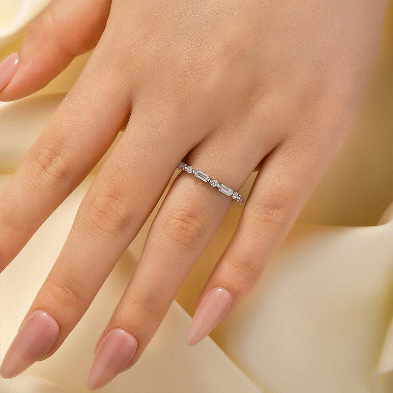 Fashion Yellow Gold Emerald & Round Cut Diamond Wedding Band In Sterling Silver