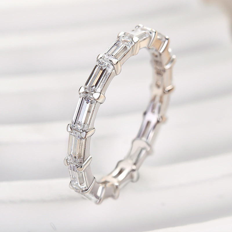 Elegant Full Emerald Cut Wedding Band