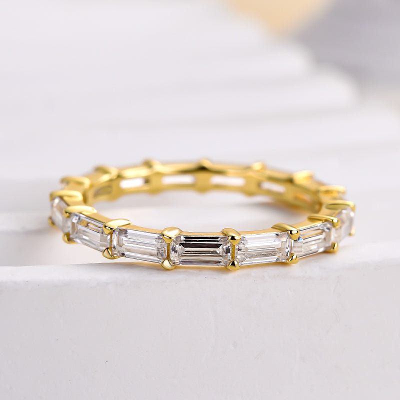 Elegant Full Emerald Cut Wedding Band