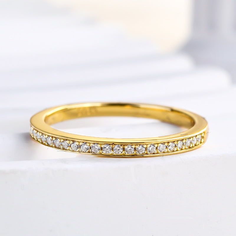 Exclusive Yellow Gold Channel Set Curved Half Wedding Band