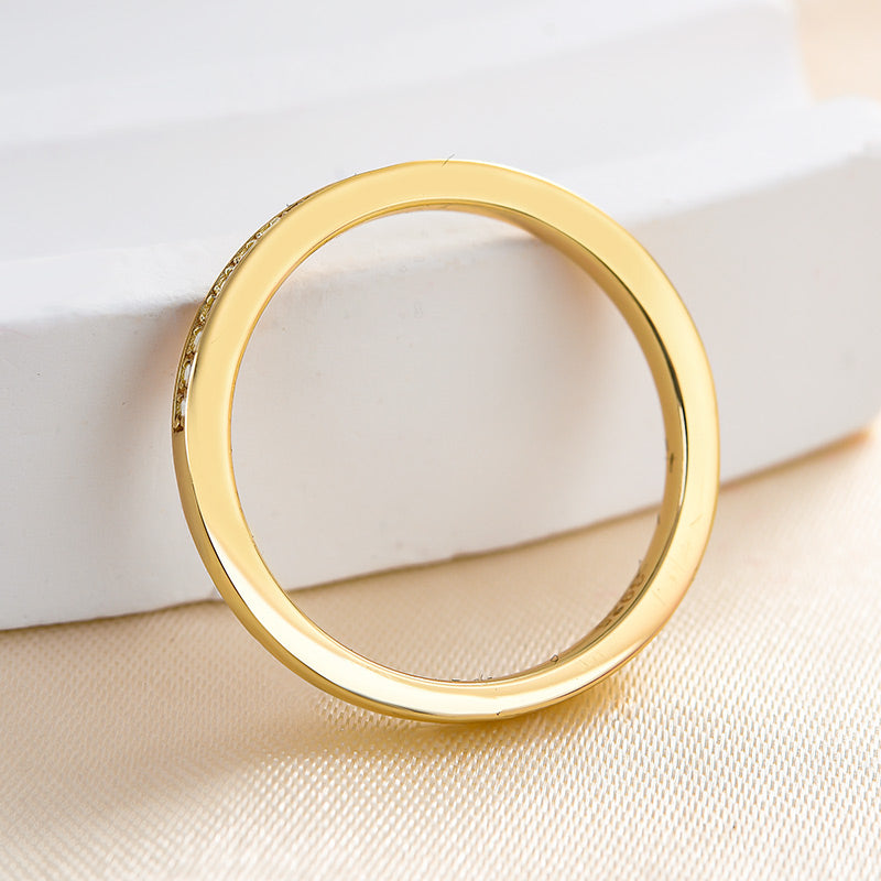 Exclusive Yellow Gold Channel Set Curved Half Wedding Band