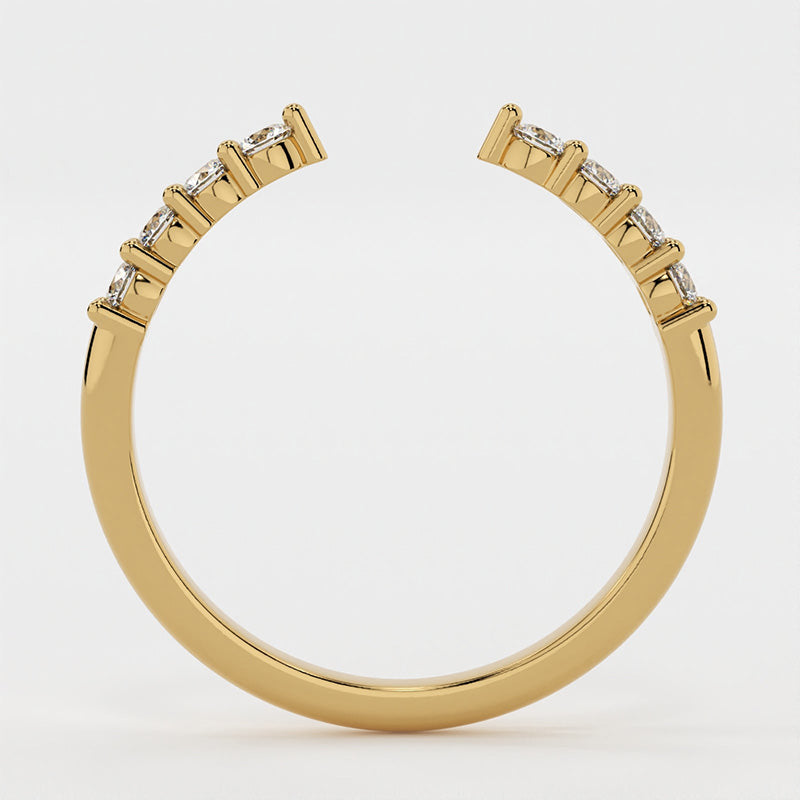 Unique Yellow Gold Open Wedding Band In Sterling Silver