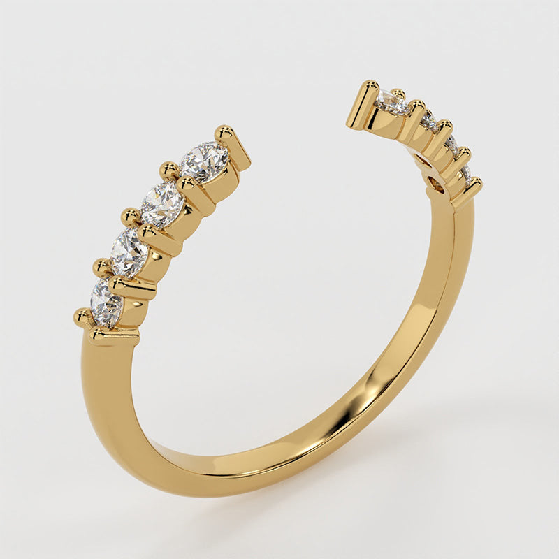 Unique Yellow Gold Open Wedding Band In Sterling Silver