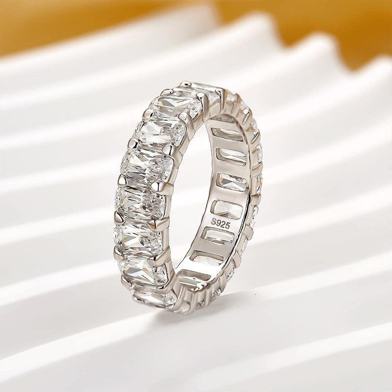 7.5Ct Cushion Cut Eternity Wedding Band In Sterling Silver