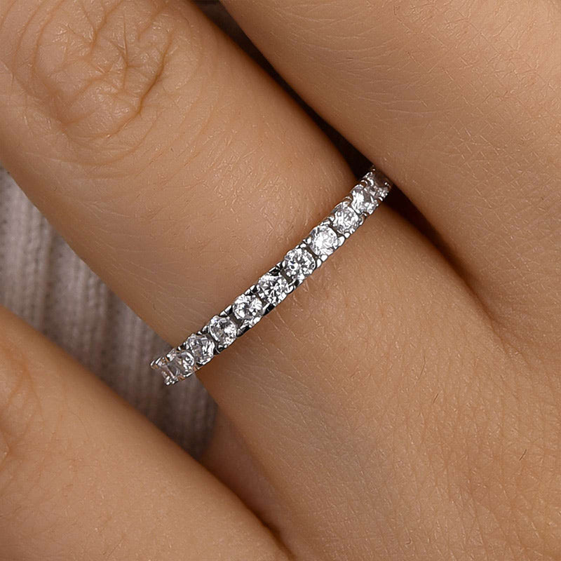 Ahabobo Round Cut Half Eternity Women's Wedding Band