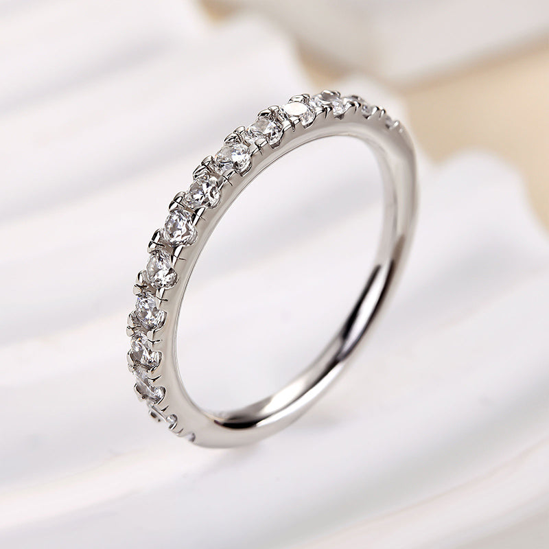 Ahabobo Round Cut Half Eternity Women's Wedding Band