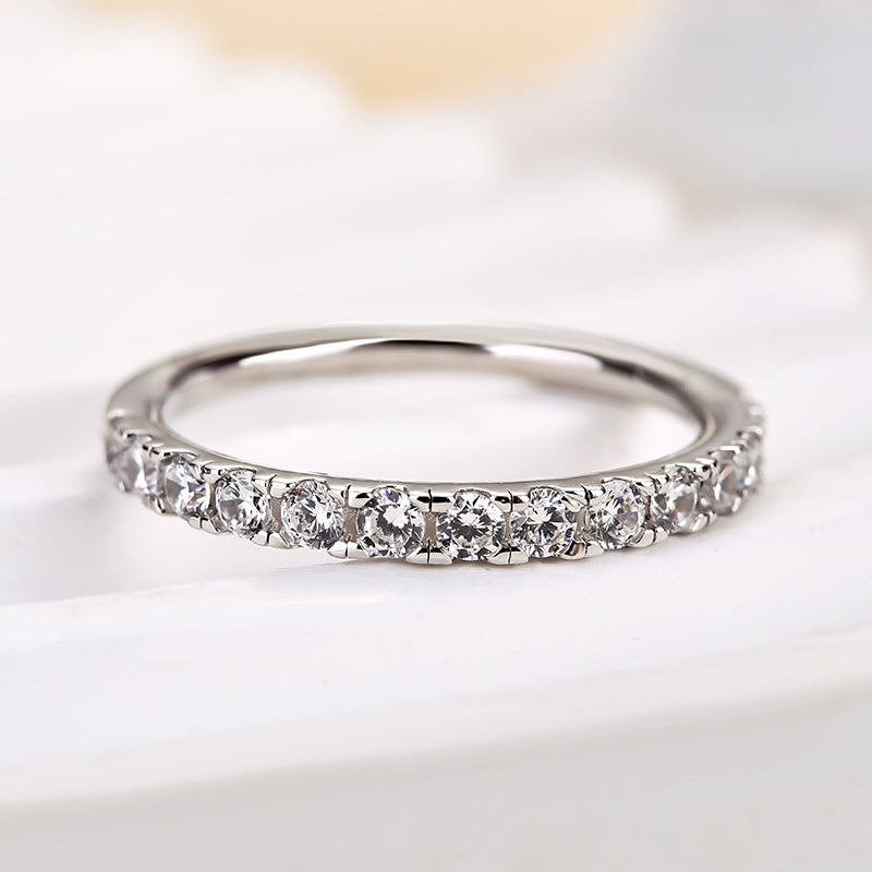 Ahabobo Round Cut Half Eternity Women's Wedding Band