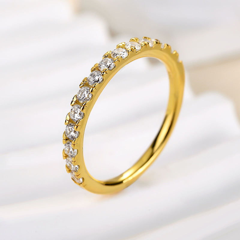 Ahabobo Round Cut Half Eternity Women's Wedding Band