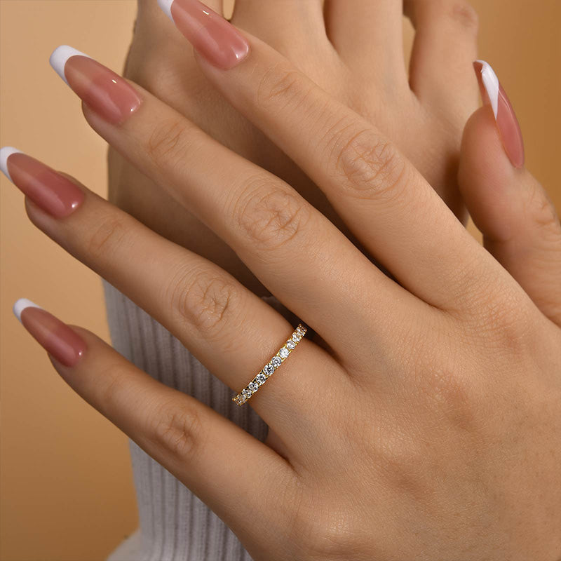 Ahabobo Round Cut Half Eternity Women's Wedding Band