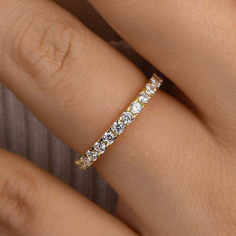 Ahabobo Round Cut Half Eternity Women's Wedding Band