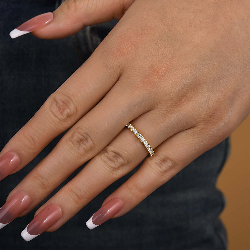 Ahabobo Round Cut Half Eternity Women's Wedding Band