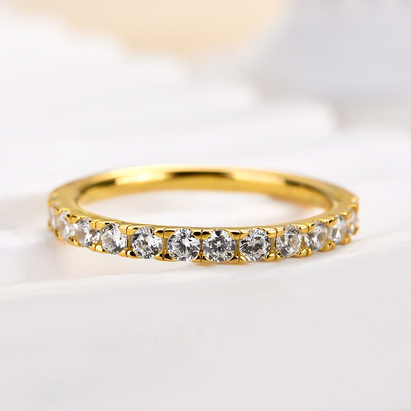 Ahabobo Round Cut Half Eternity Women's Wedding Band