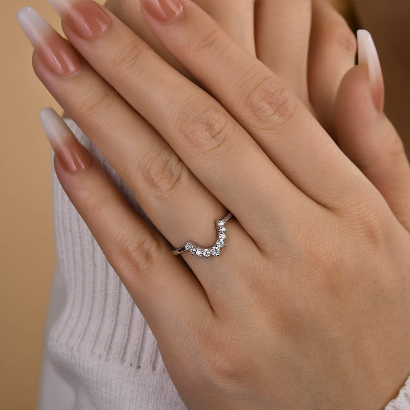 Ahabobo Unique Round Cut Women's Wedding Band