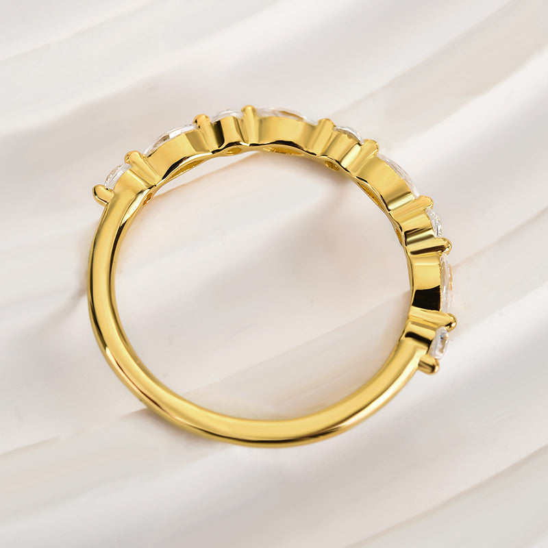 Ahabobo Elegant Marquise Cut Wedding Band