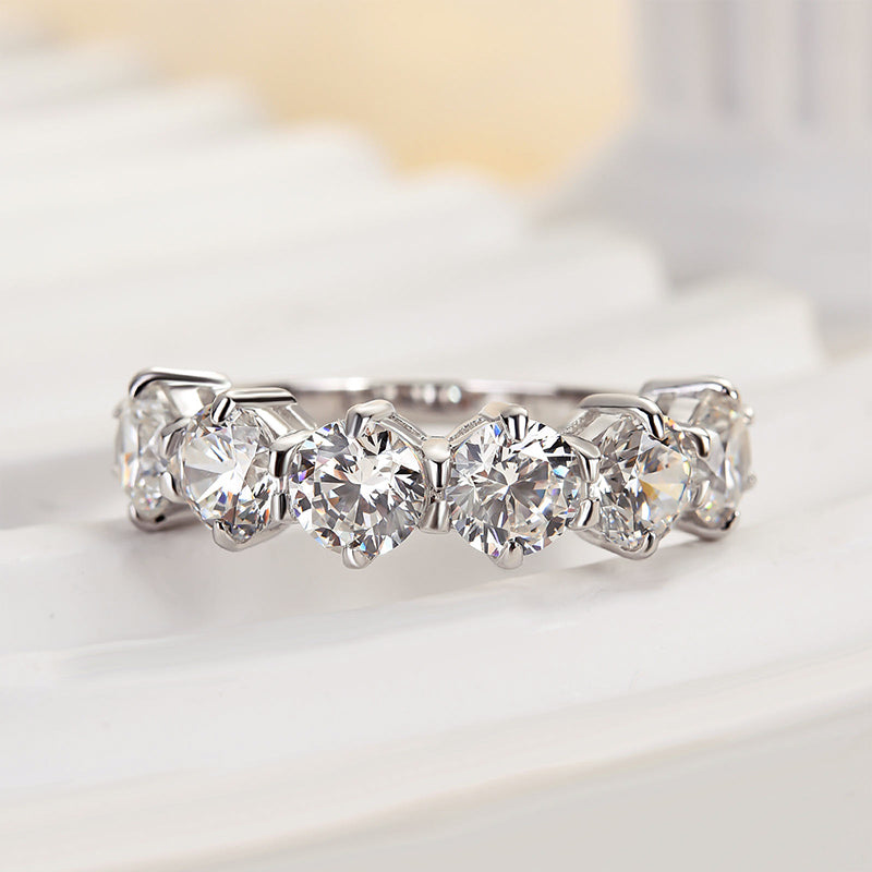 Ahabobo Unique Half Round Cut Women's Wedding Band