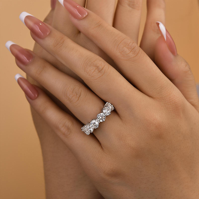 Ahabobo Unique Half Round Cut Women's Wedding Band