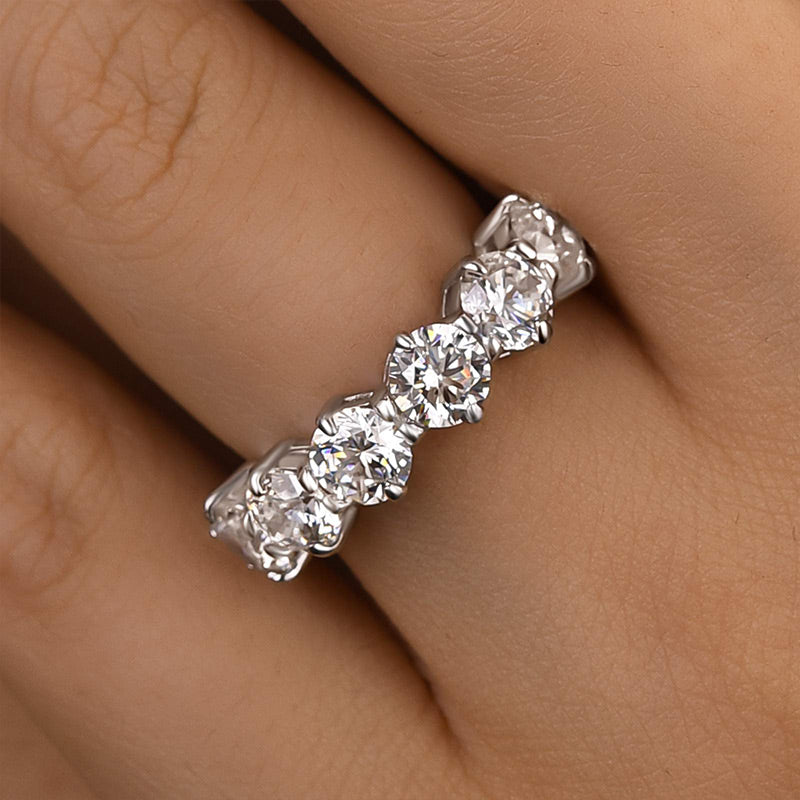 Ahabobo Unique Half Round Cut Women's Wedding Band