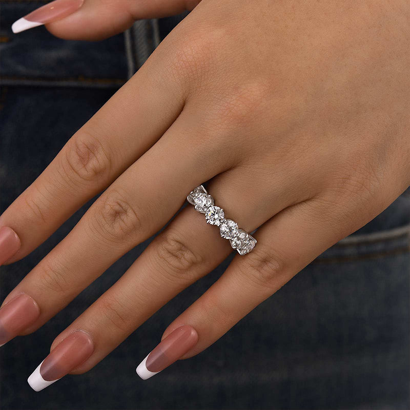 Ahabobo Unique Half Round Cut Women's Wedding Band