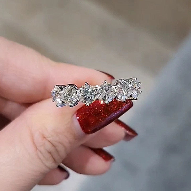 Ahabobo Unique Half Round Cut Women's Wedding Band