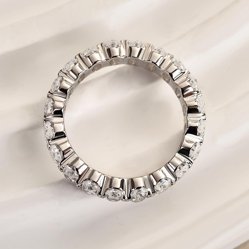 Ahabobo Full Oval Cut Simulated Diamond Wedding Band