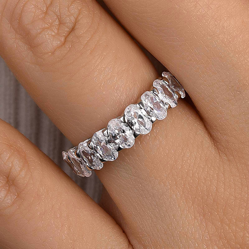 Maxine Half Oval Cut Sona Simulated Diamond Wedding Band
