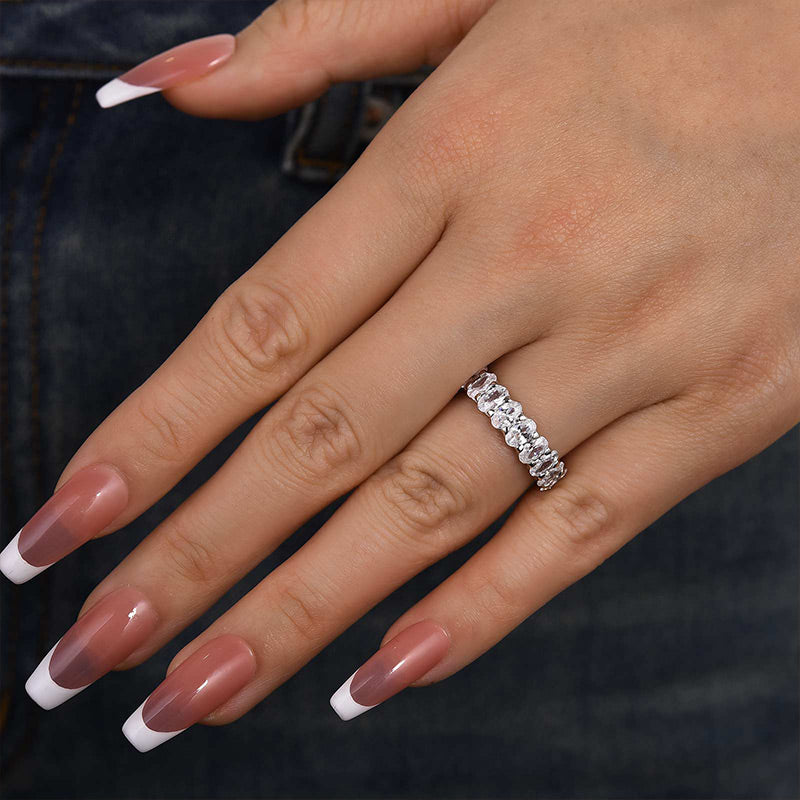 Ahabobo Half Oval Cut Sona Simulated Diamond Wedding Band