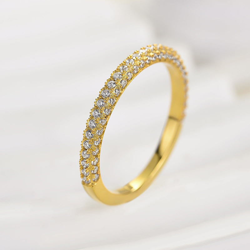 Ahabobo Unique Three Sided Stone Women's Wedding Band