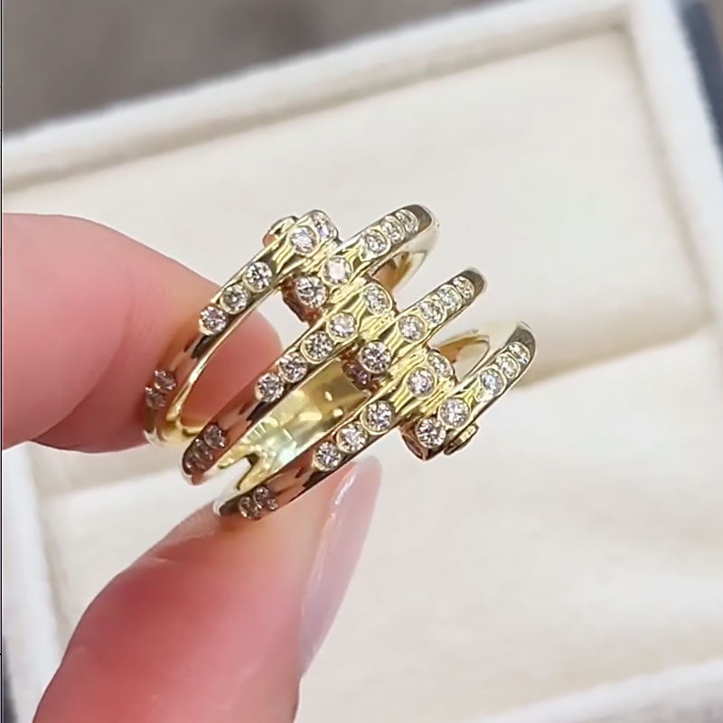 Ahabobo Unique X Criss Cross Wedding Band For Women In Sterling Silver