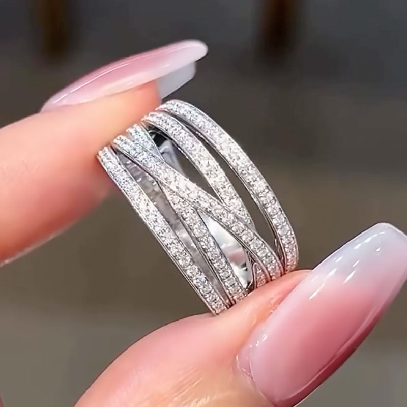 Ahabobo Dainty X Criss Cross Wedding Band For Women In Sterling Silver