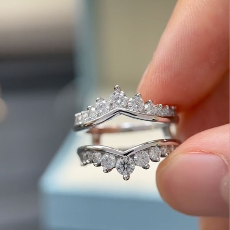 Ahabobo Fashion Round Cut Jacket Wedding Band For Women In Sterling Silver