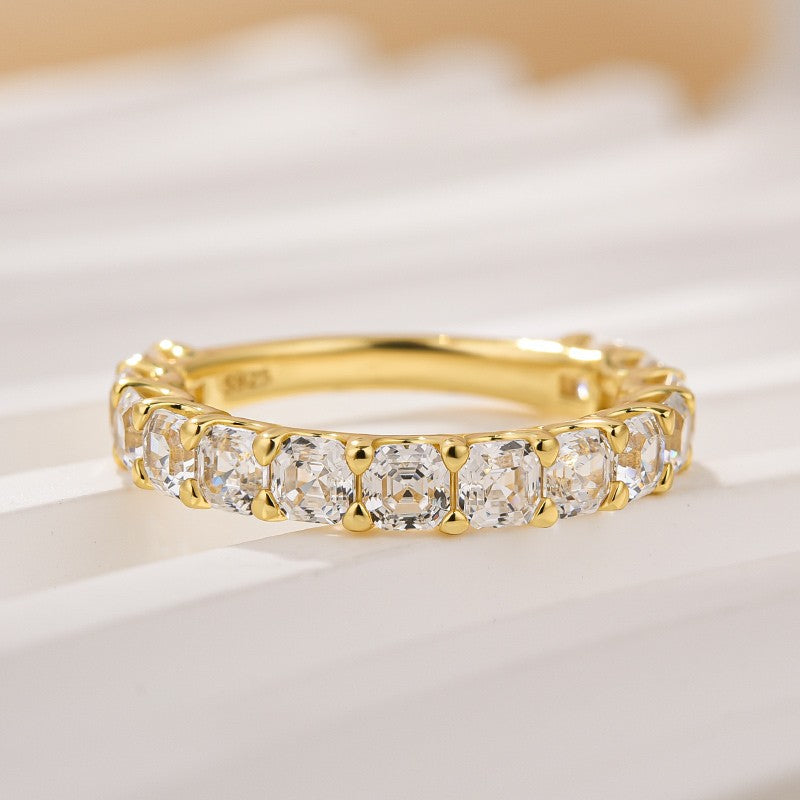 Unique Asscher Cut Wedding Band In Sterling Silver